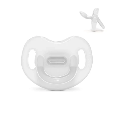 Immagine di Suavinex, ciuccio tutto silicone per neonati 6/18 mesi, con tettarella anatomica Sx Pro, super morbido e flessibile, ideale dormire, Colour Essence, trasparente
