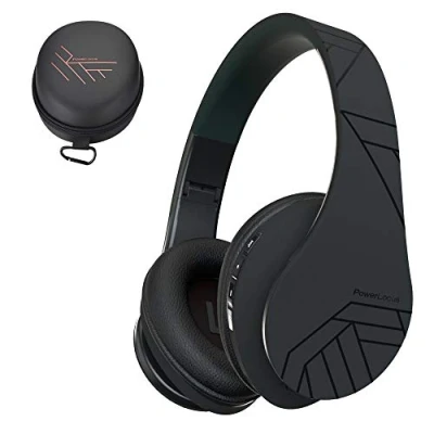 Immagine di PowerLocus Cuffie Bluetooth Over Ear, Wireless 5.3, Hi Fi Stereo Suono, Senza Fili con Microfono, Pieghevoli, Micro SD/TF, FM Radio per Viaggio/Telefono/PC/Ufficio (Nero)