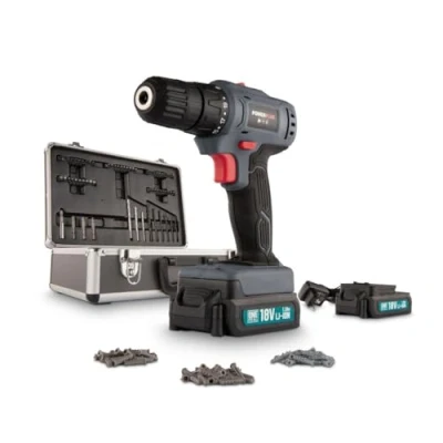 Immagine di POWER plus POWESET1 POWERPLUS Taladro/atornillador 18v 2bat + 153 accesorios, 24 W, 18 V, giallo/nero