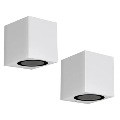 Immagine di ledscom.de 2 x lampada da parete ALSE per esterni, IP54, downlight, bianco opaco, angolare, 1x GU10 max. 35W