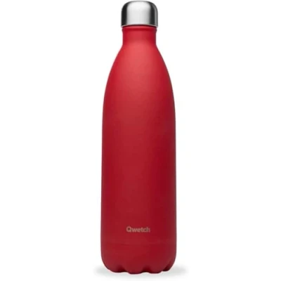 Immagine di Qwetch Bottiglia isolata in acciaio inox Granito Rosso 1L 24h fredda e 12h calda impermeabile, senza BPA riutilizzabile per lo sport, i viaggi l&#039;ufficio