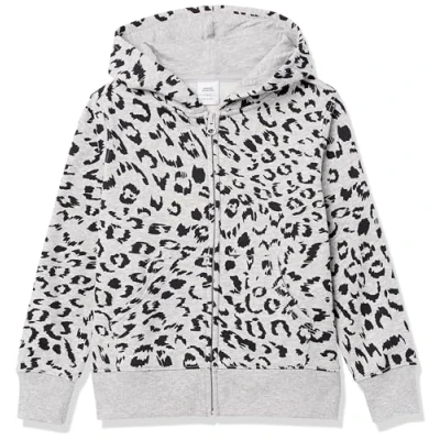 Immagine di Amazon Essentials Felpe con Cappuccio Foderate in Pile Cerniera Bambine e Ragazze, Grigio Chiaro Puntinato Animalier, 9 Anni