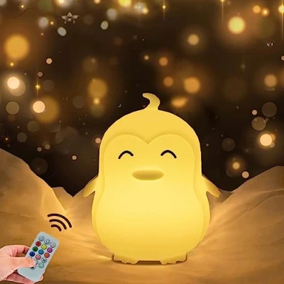 Immagine di WHA&amp;DARREN Grande luce notturna pinguino a LED per bambini lampada da comodino in silicone con funzione touch regali di Natale