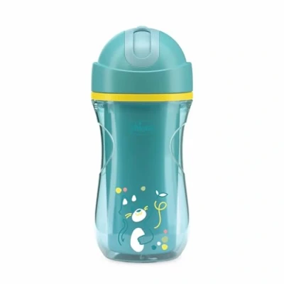 Immagine di Chicco Sport Cup Bicchiere Antigoccia in Silicone per Bambini 14+ Mesi, 266 ml, Tazza Biberon Termica Imparare a Bere, con Cannuccia Flessibile Resistente ai Morsi, Senza BPA, Azzurro