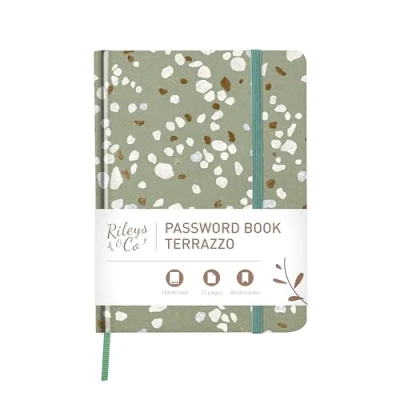 Immagine di Rileys &amp; Co. Quaderno Password con Pagine in Ordine Alfabetico (20 x 15 cm), Libro delle per Ricordare Login, Sito Web, Username e Molto Altro, Rubrica Passoword Smemorati