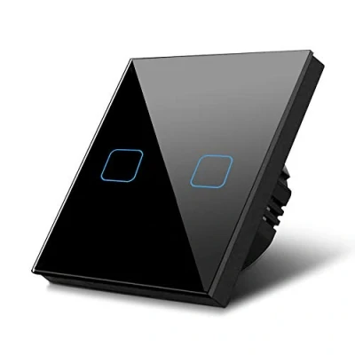 Immagine di Maclean Energy Interruttore touch Adattatore LED Elegante e Moderno (Nero, Doppio Quadrato)