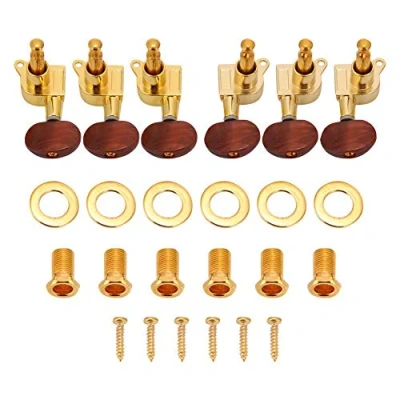 Immagine di Piroli Accordatura per Corde Chitarra 3L3R Chiavi di Sintonia Meccaniche Chiuso Testa Rotonda(oro)