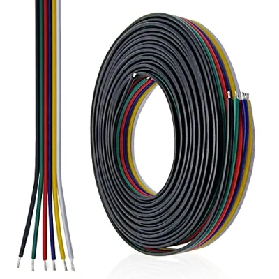 Immagine di LedNord connettore per striscia LED a 6 poli RGB, RGBW e RGB CCT (cavo da 5 m, pin) &amp; prolunga cavo fili di collegamento 3, 4, 5, pin