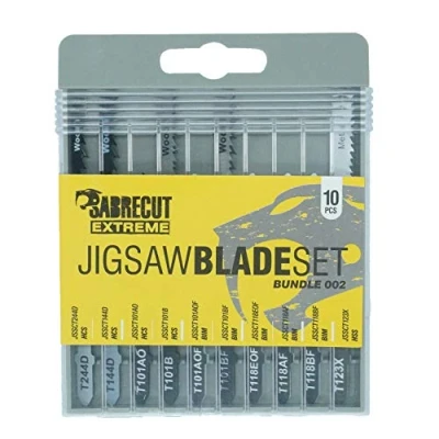 Immagine di 10 x SabreCut JSSCK002 Seghetto alternativo professionale per taglio legno e metallo T144D T244D T101B T101BF T101AO T101AOF T118EOF T118AF T118BF T123X Box Set compatibile con Bosch Makita altro