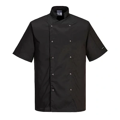 Immagine di Portwest C733 Giacca da Chef Moderna e Leggera a Maniche Corte Cumbria Nera, M