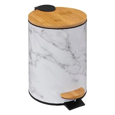 Immagine di 5five cestino in metallo lea&quot; soft close 3l effetto marmo bianco