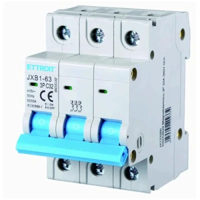 Immagine di Interruttore magnetotermico 3P, occupa 3 moduli, 380V 415V, 32A C32, curva C, 6KA 6000A
