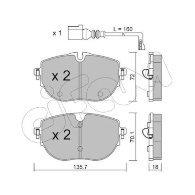 Immagine di CIFAM 822 1321 0 Kit pastiglie freno Predisposto per contatto segnalazione usura VOLKSWAGEN: Transporter 6 Bus, 6, Multivan
