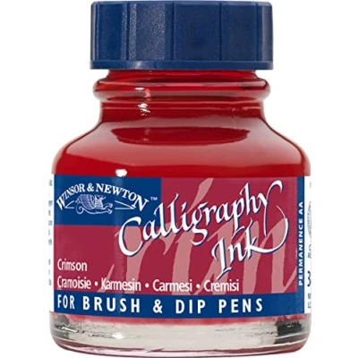 Immagine di Winsor &amp; Newton WN 1111203 calligrafia inchiostro per penna DIP, 30 ml, cremisi