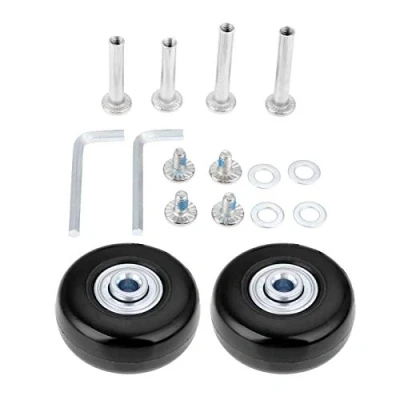 Immagine di Mtsooning Set di 2 ruote ricambio per valigia, 45 x 18 mm, con asse e chiave cuscinetti, kit riparazione