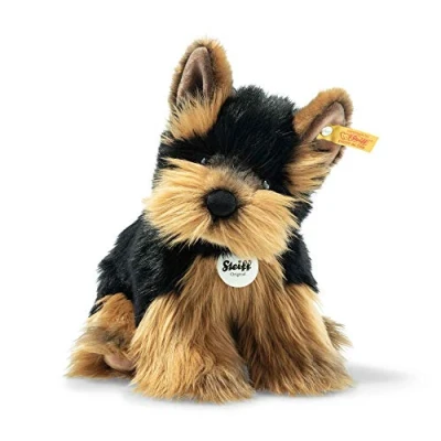 Immagine di Steiff 76923 Peluche Originale Cane Herkules Yorkshire Terrier, Circa 24 cm, Con Bottone In Peluche, Per Bambini Dalla Nascita, Colore: Marrone, Nero