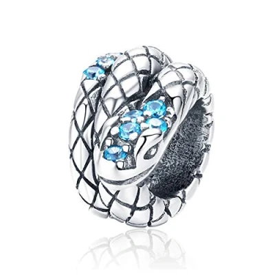 Immagine di Charm a forma di serpente in argento Sterling 925 per braccialetti e collane Pandora, Zirconia cubica, cubica