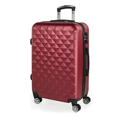 Immagine di ITACA Valigia Media da Viaggio Rigide. Trolley Medio con 4 Ruote. Materiale ABS Rigida in Offerta Resistente e Super Leggero 20 kg Lucchetto TSA, Granata