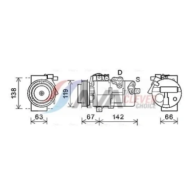 Immagine di PRASCO KAK216 Compressore Aria Condizionata DV16 PAG 46 R 134a