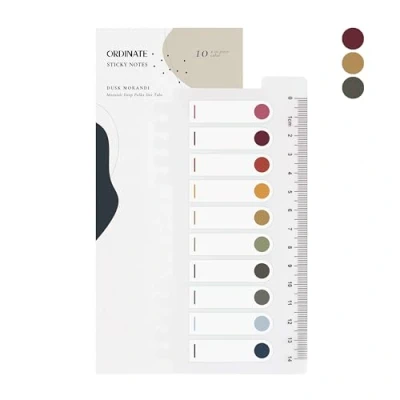 Immagine di Ordinate Fogli adesivi trasparenti, strisce adesive, in plastica, pennarelli, set di foglietti adesivi, planner, sticky notes, bookTabs, segnalibri, accessori Bullet Journal (C 200 pezzi Dusk Morandi)