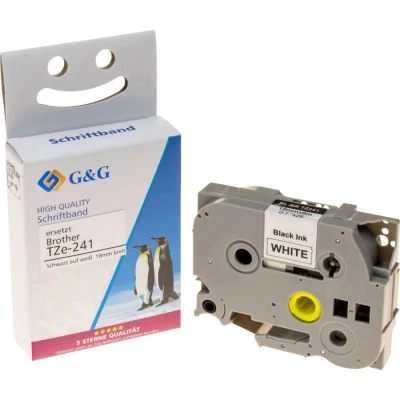 Immagine di G&amp;G Cassetta nastro Colore Nastro: Bianco carattere: Nero 18 mm 8 m