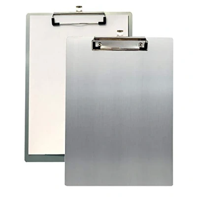 Immagine di TUKA 2 x A4 Portablocco in Alluminio, Clip Metallo Gommato Appunti Alluminio di Alta Qualità, Grande Resistenza, Porta pad Lavagna da scrittura, Confezione 2, Grigio, TKD8025 grey 2x