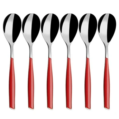 Immagine di BUGATTI, Glamour, Set 6 Cucchiaini da caffè in Acciaio Inox 18/10, Stampaggio PRO Tech System (Rosso)