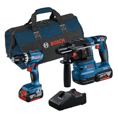 Immagine di Bosch Professional Combo Kit GSB 18V 45 + GBH 22 (incl. 2 batterie da 4.0 Ah caricabatteria GAL 40, in borsa degli attrezzi)