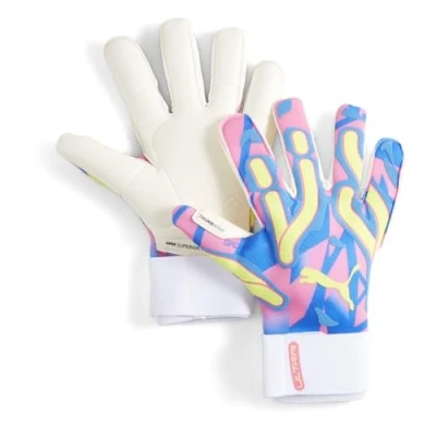 Immagine di Puma Ultra Ultimate Energy Hybrid Guanti da portiere, Taglia: 11, blue yellow alert luminous pink