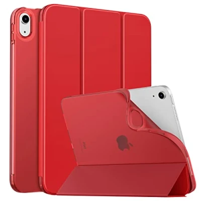 Immagine di MoKo Custodia Protettiva Compatibile con iPad 10a Generazione 10,9 Pollici 2022, Cover in TPU e Pelle PU Chiusura Magnetica, Sostegno, Auto Riattivazione/Standby, RossoG