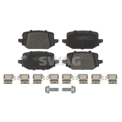 Immagine di SWAG 33 10 9318 Kit pastiglie freno Assale posteriore con segnalatore acustico usura materiale di fissaggio