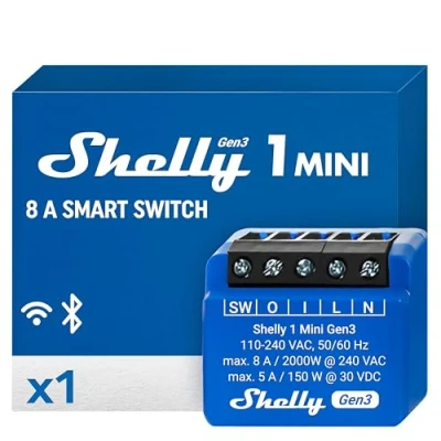 Immagine di Shelly Plus 1 Mini Gen. 3 Interruttore senza fili Wi Fi, Bluetooth