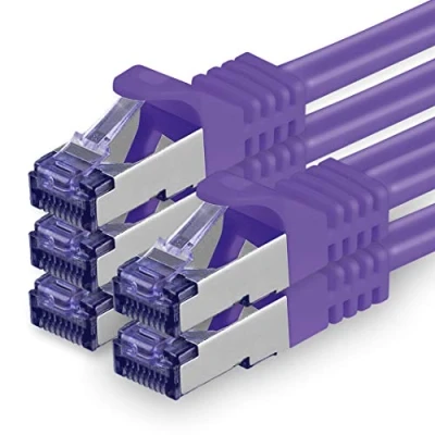 Immagine di 1aTTack.de Cat.7 Cavo di Rete 1m Porpora 5 Pezzi Ethernet LAN SFTP PIMF LSZH Spina RJ45 Cat6a 10 Gbit s