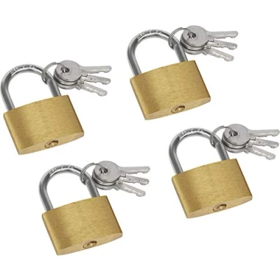 Immagine di Meister 9515400 Lucchetti per tende, 35 mm, 4 pezzi, corpo in ottone, con 12 chiavi/lucchetto pratico set/lucchetto
