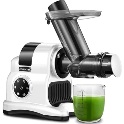Immagine di AMZCHEF Estrattore Frutta e Verdura 80MM Grande Apertura per Intera Professionale con Modalità a 2 Velocità Funzione Inversa Bianco