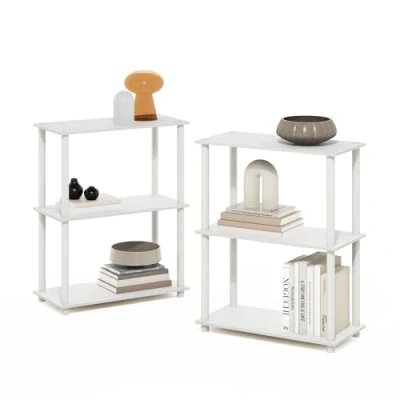 Immagine di Furinno Turn N Tube Espositore compatto multiuso a 3 livelli, Bianco/Bianco, Set di 2