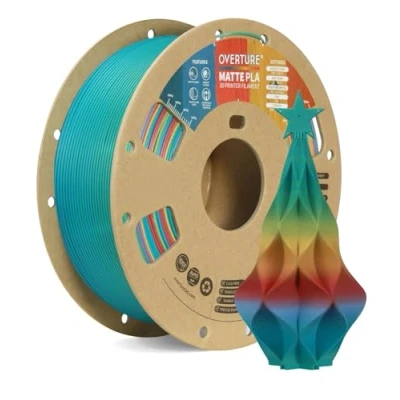Immagine di OVERTURE filamento PLA opaco 1,75 mm per stampante 3D, bobina 1 kg (2,2 libbre) Candy Rainbow opaco, Avvolto ordinatamente Precisione dimensionale del +/ 0,02 (Matte Rainbow)