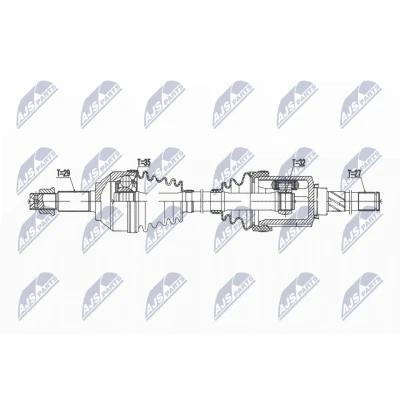 Immagine di NTY NPW NS 165 Albero motore / Semiasse Assale anteriore Sx 667 CVT Cambio automatico (a variazione continua) RENAULT: Koleos I, NISSAN: X Trail