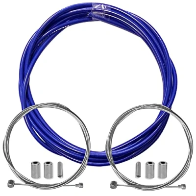Immagine di cyclingcolors Guaina freno bicicletta con cavo terminali kit anteriore posteriore compatibile Shimano Sram città strada vtt performance, Blu