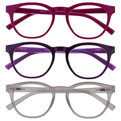 Immagine di Opulize Blu 3 Pacco Blocco Luce Occhiali Rosa Porpora Ghiaccio Computer Anti Riflesso Uomo Donna BBB5 45C +0,00