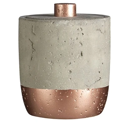 Immagine di Premier Housewares Neptune Cotone Barattolo con Coperchio in Rame, 400 ml, Cemento, Grigio/Rame, 10 x 12 cm