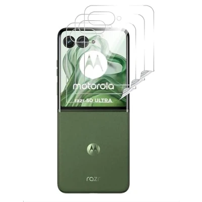 Immagine di GIOPUEY [3 Pezzi Pellicola Protettiva Retro Compatibile con Motorola RAZR 50 Ultra, TPU Flessibile, Ultra Sottile, Resistente ai Graffi, Cover Transparent