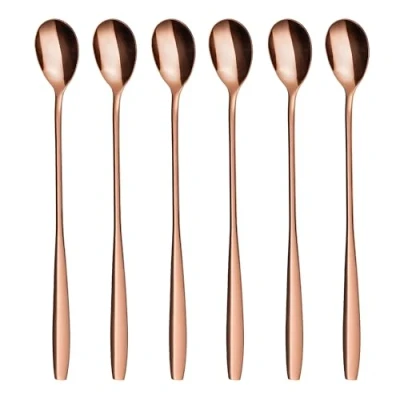 Immagine di GRÄWE Set di Cucchiai per Latte Macchiato, Oro rosso, 6 pz, 22 cm, lunghi, da dessert, gelato, caffè freddo, Acciaio inossidabile, lavabili in lavastoviglie.
