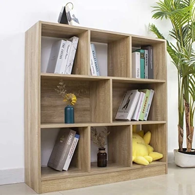 Immagine di BAKAJI Libreria Scaffale da Terra 8 Vani Cubo ideale per Casa e Ufficio, Armadio aperto con Mensole Design Moderno Arredamento Interno Mobile Studio Soggiorno Salotto Struttura in Legno (Quercia)