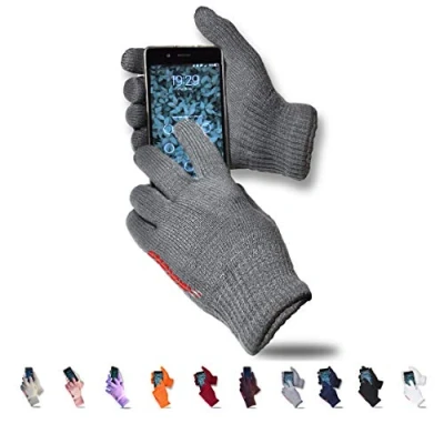 Immagine di AXELENS Guanti Touch Screen Invernali per Uomo e Donna Felpati Morbidi Caldi Lavorati a Maglia Lana Interno in Pile Smartphone, Cellulari Tablet Confezione Regalo Inclusa! Grigio Scuro