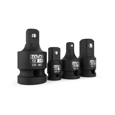 Immagine di LEXIVON Adattatori per bussola ad impatto, Kit riduttori 1/4&quot; 3/8&quot; 1/2&quot;, avvitatore Makita, Milwaukee, Bosch, chiave dinamometrica e a cricchetto, 4 pezzi, (LX 112)