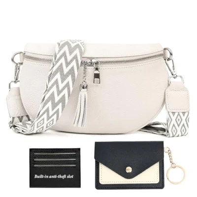 Immagine di JinDouer Tracolla Per Borsa Donna, Borse Donna Marsupio，Marsupio Elegante (Bianca)