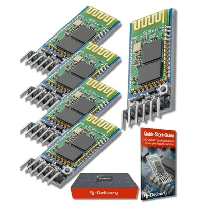 Immagine di AZDelivery 5 x HC 05 06 Modulo Bluetooth Wireless ricetrasmettitore RF RS232 seriale compatibile con Arduino incluso E Book!