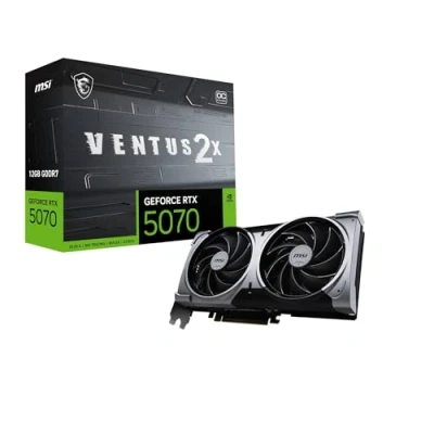 Immagine di MSI GeForce RTX™ 5070 12G VENTUS 2X OC Scheda Video GDDR7, 28Gbps, PCIe 5.0, HDMI 2.1, DP 6144 CUDA Cores, 192 bit, Torx FAN Zero Frozr, Afterburner, Metal Backplate, 650W PSU raccomandato