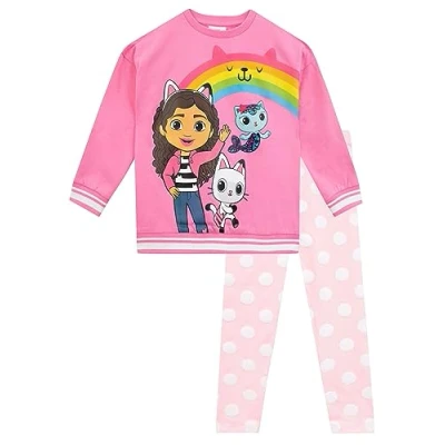 Immagine di DREAMWORKS GABBY&#039;S DOLLHOUSE set felpa e leggings per ragazze Pandy Paws Mercat Co Ord Completi di abbigliamento Merce ufficiale Gabby 3 4 Anni